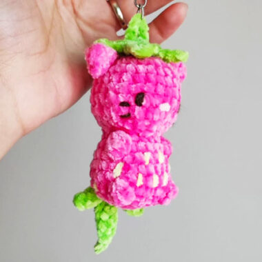 Portachiavi Gatto Fragola Amigurumi Schema Gratis (2)