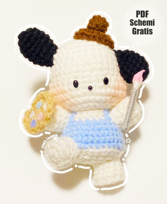 Pittore Pochacco Cane Amigurumi PDF Schema Gratis (2)