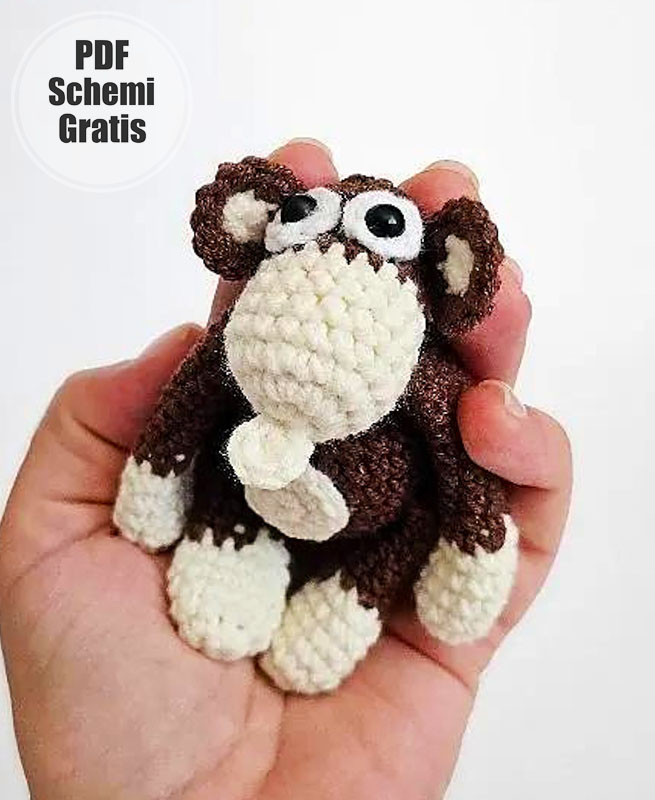 Scimmia portachiavi all’uncinetto per principianti (1)