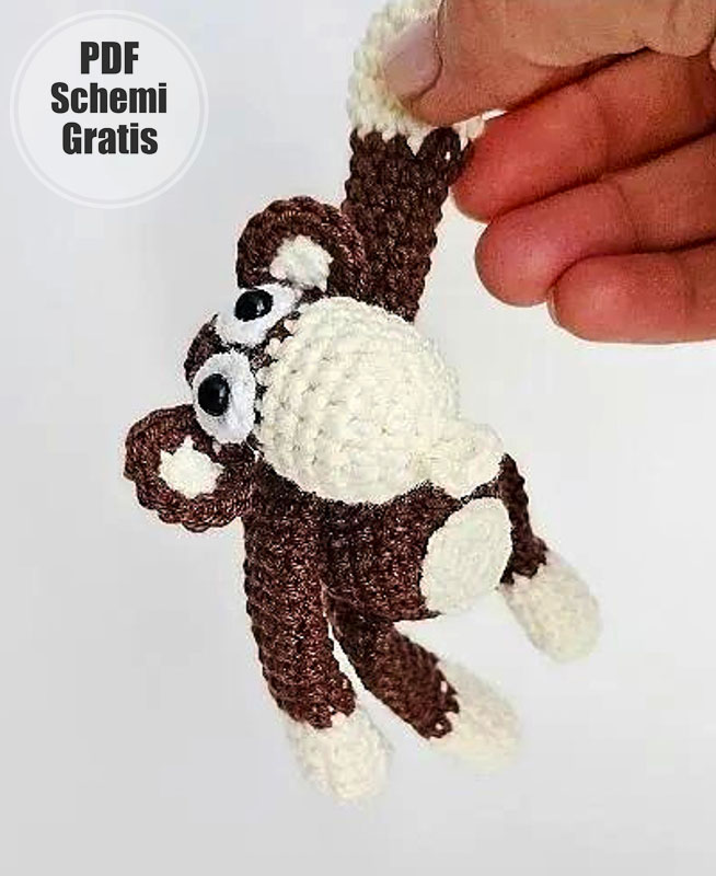 Scimmia portachiavi all’uncinetto per principianti (3)