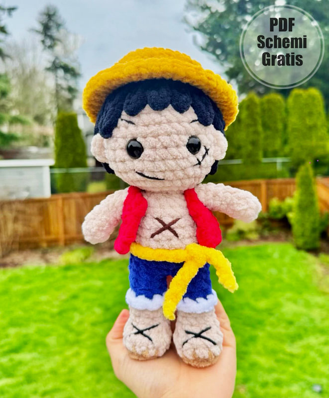 Bambola di Luffy all’uncinetto schema gratis (2)