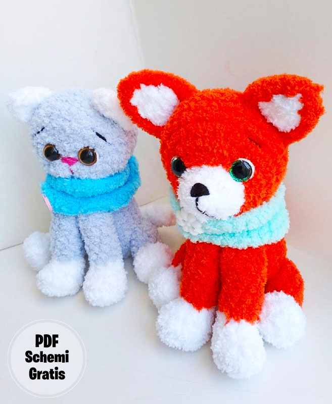 Volpe e gatto di peluche Amigurumi PDF Gratis (1)