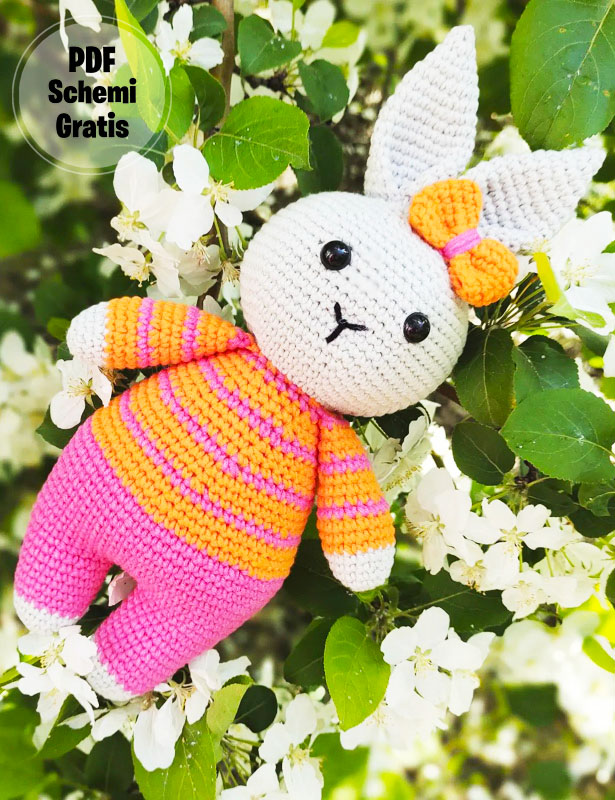Coniglietto con un maglione a righe Amigurumi Schema Gratis (2)
