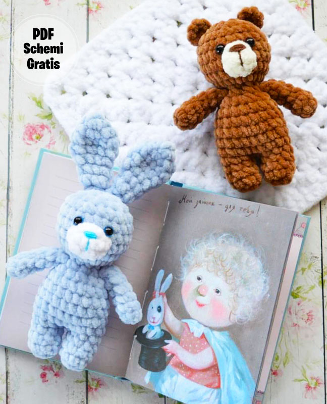 Orsetto e coniglietto di peluche Amigurumi PDF Gratis (4)